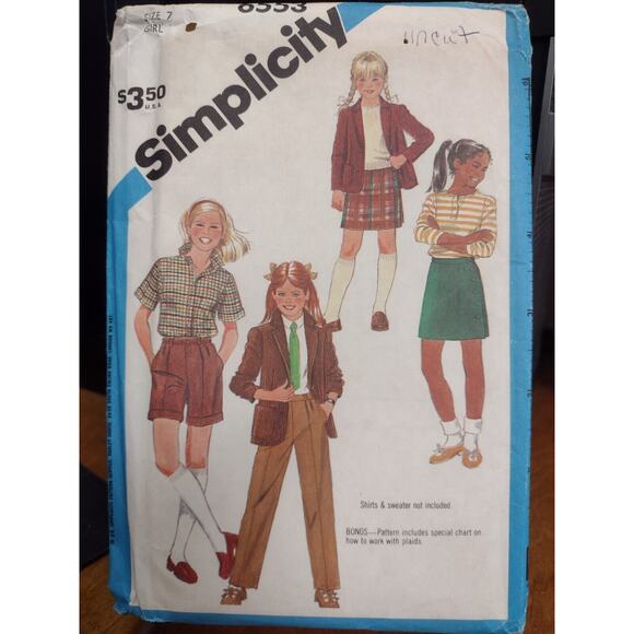 Vintage Simplicity Pattern 6553 Girls' Jacket, Pants, Shorts, Skirt UNCUT (1984) - Picture 1 of 2